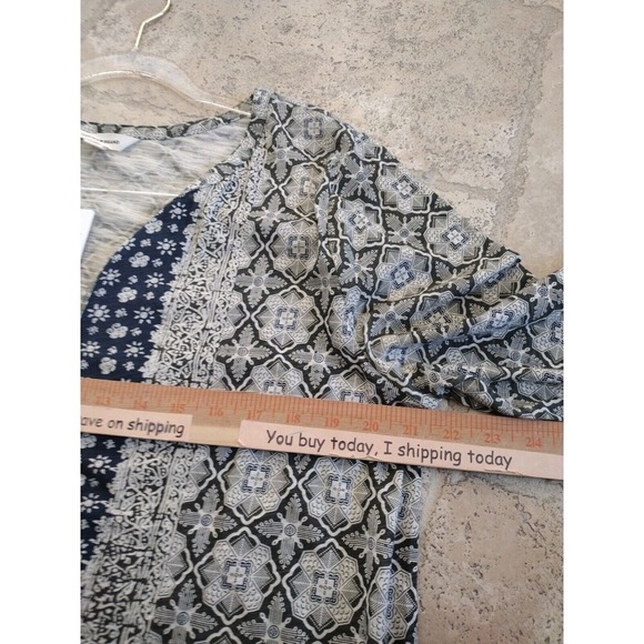 Lucky Brand Blouse Woman 1X‎ Multicolor Boho Knit Top Tunic 3/4 Sleeve Floral - Picture 7 of 11